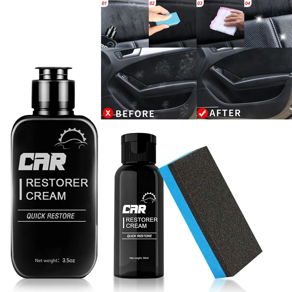 Auto Restorer Cream Quick Paste 30Ml/100Ml Auto Plastic Leather Refurement Agent Lavabile Refresh Aging Superfici Cura Pulizia