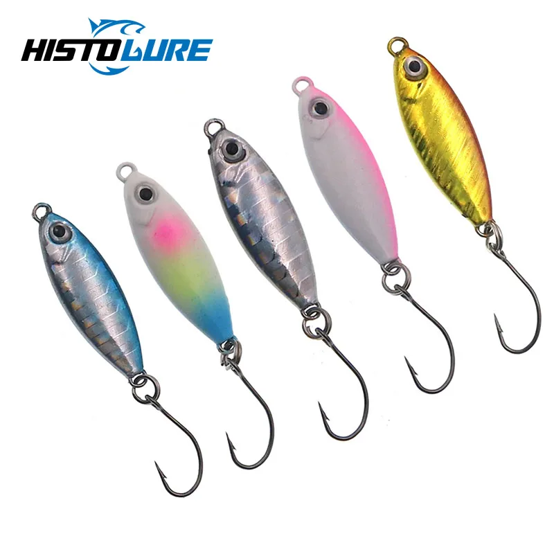 5 Pz Micro Jig Shore Casting Jigging Spoon 3.5G 5G Rockfishing Slow Drop Micro Cast Metal Jig Richiamo Di Pesca In Acqua Salata