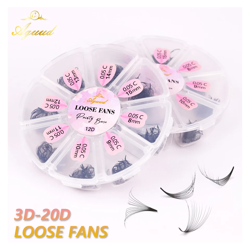 Aguud 3D-20D Ventagli Sciolti Extension Ciglia Base A Punta Sottile Premade Volume Fans 20D Sharp Stretto Stelo Promade Ciglia Sciolte Trucco