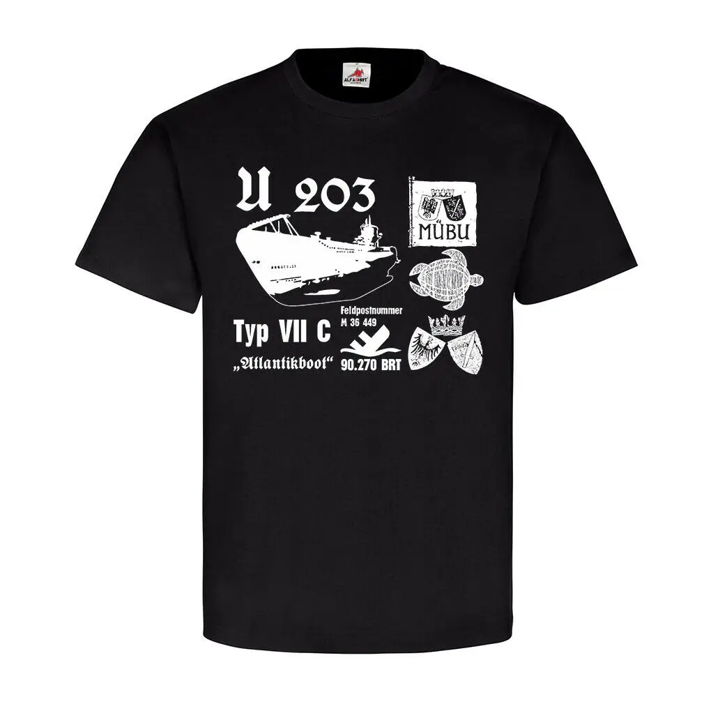 U203 U-Boat Tower Crest Badge. Maglietta Sottomarina Tedesca Wii. Maglietta Da Uomo Con Scollo A O Manica Corta In Cotone Estivo Novità S-3Xl