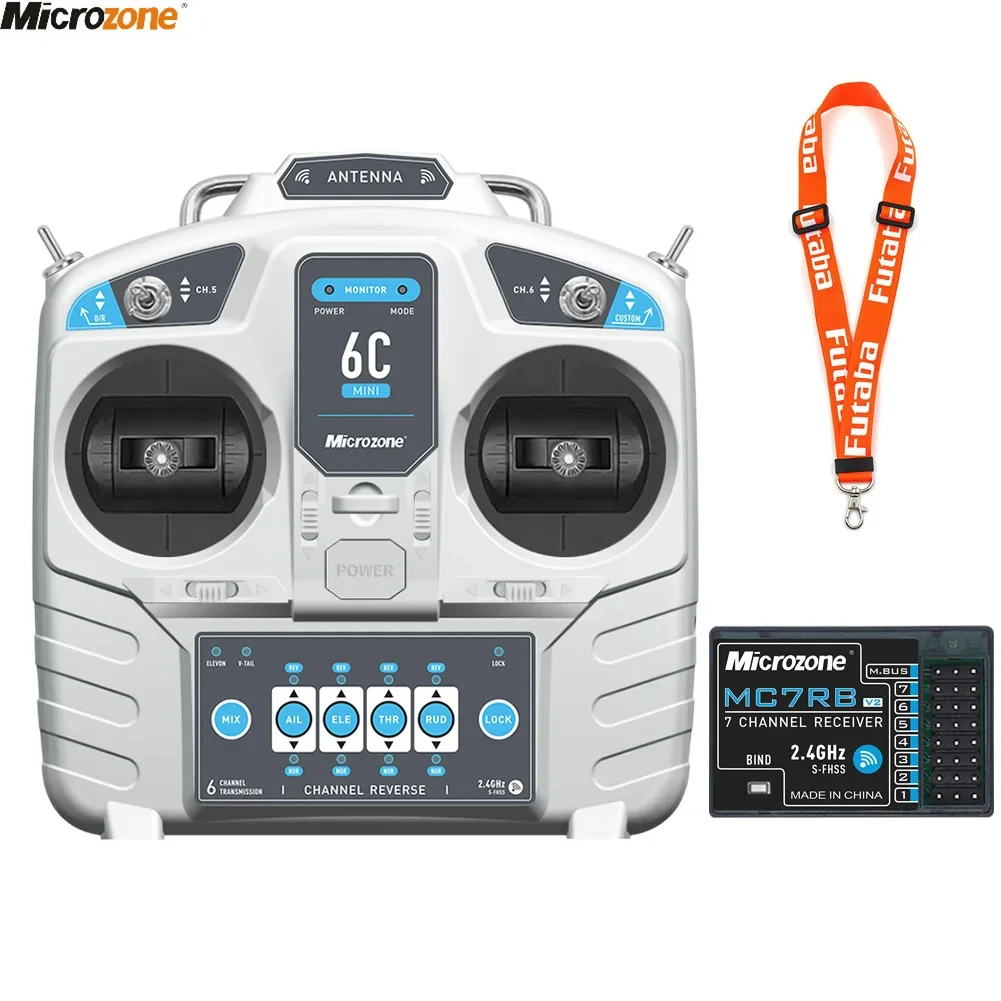 Microzone Mc6C Mini V2 2.4G 6Ch Controller Trasmettitore Con Ricevitore Mc7Rb Sistema Radio Per Rc Airplane Drone Multirotor Boat Toy