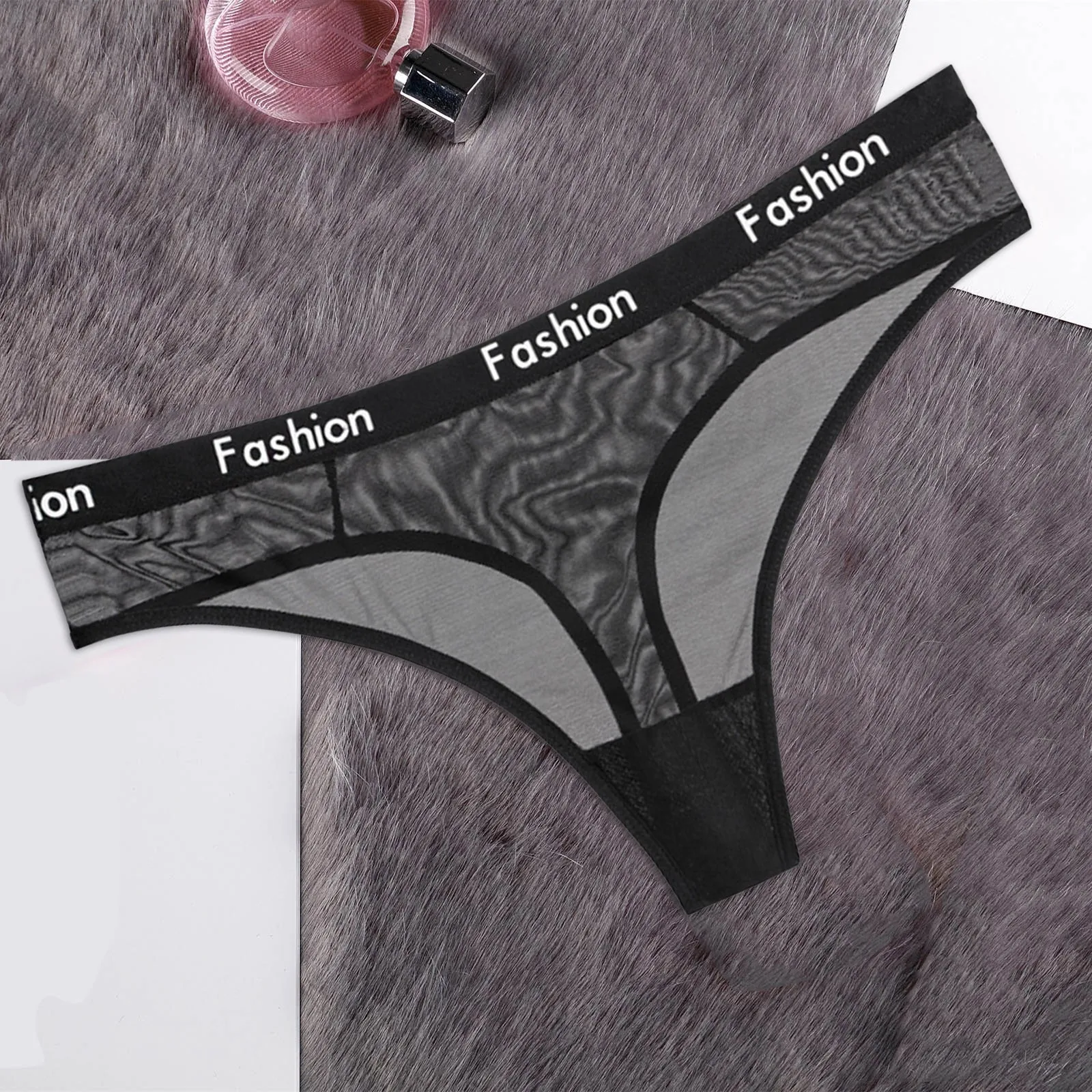 Fashion Cotton Panties For Women Sexy Letter Low Waist Briefs Waffle Elastic Female Underwear Soft Breathable Mesh Lingerie