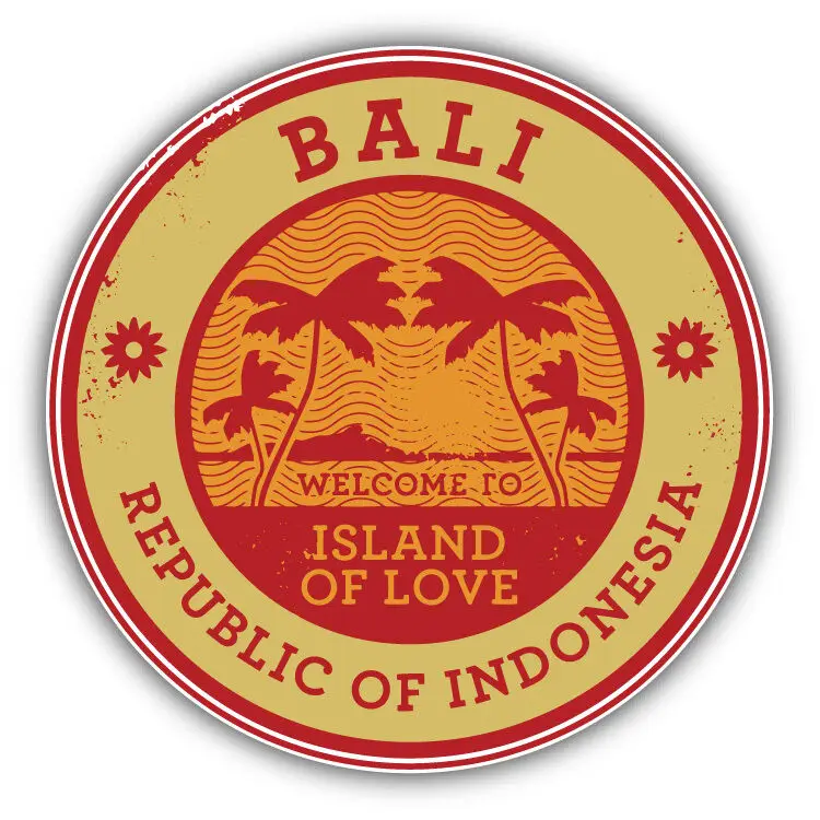 Bali Island Indonesia Travel Stamp Car Bumper Sticker Decal