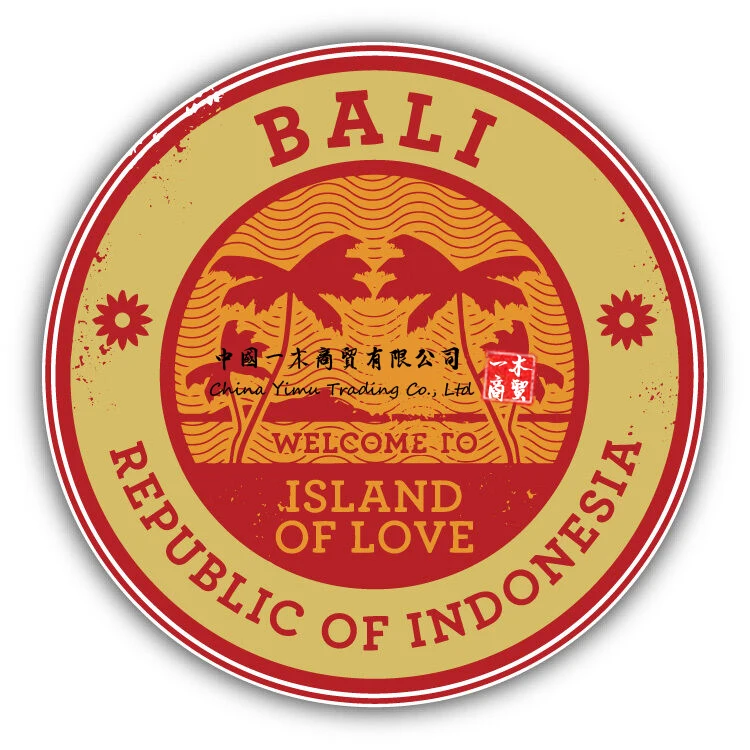 Bali Island Indonesia Travel Stamp Car Bumper Sticker Decal