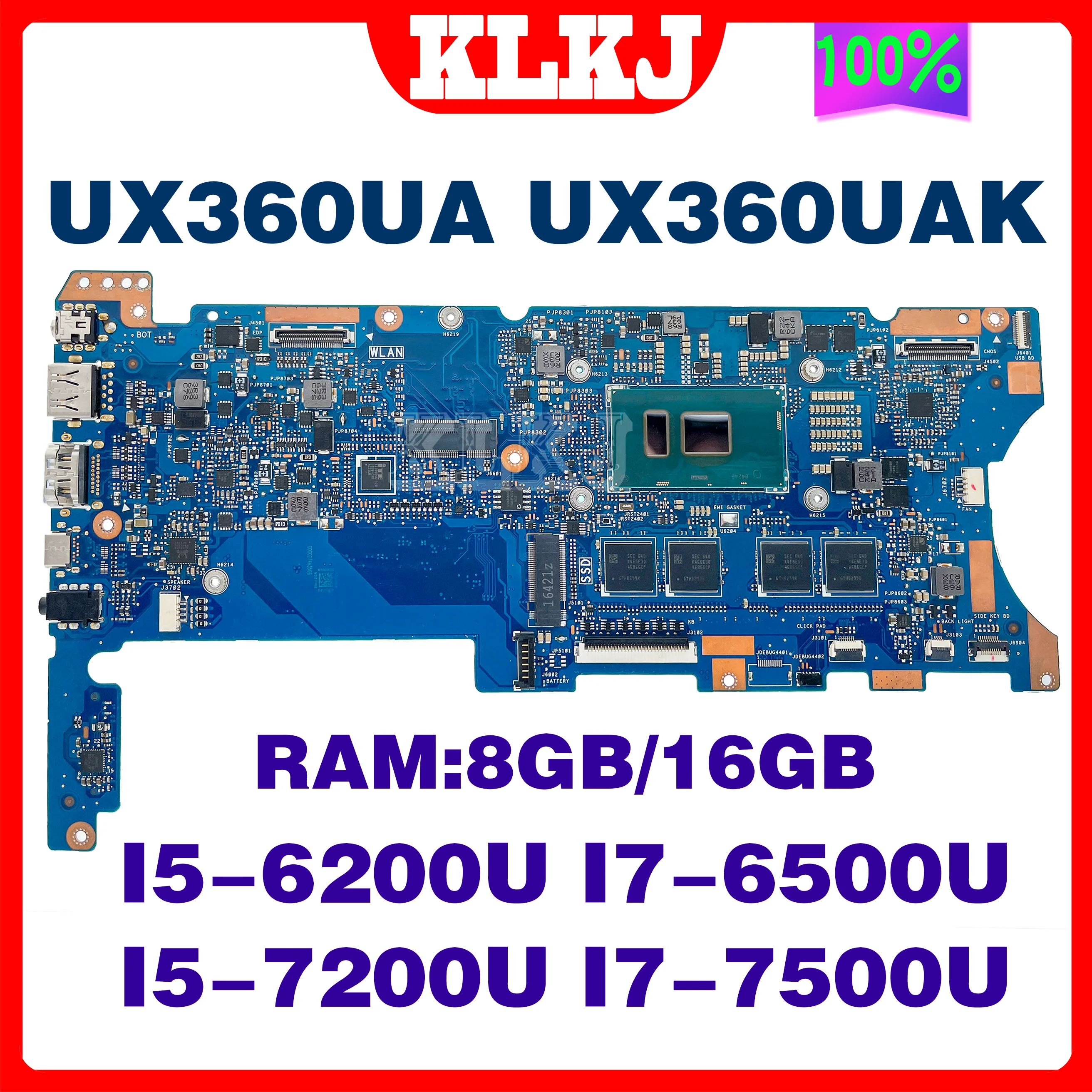 Scheda Madre Del Computer Portatile Dinzi Ux360Ua Per Scheda Madre Asus Zenbook Flip Ux360Uak Ux360U Con I7-7500U I5-7200U I7-I5-6Th Gen 16G/8G-Ram