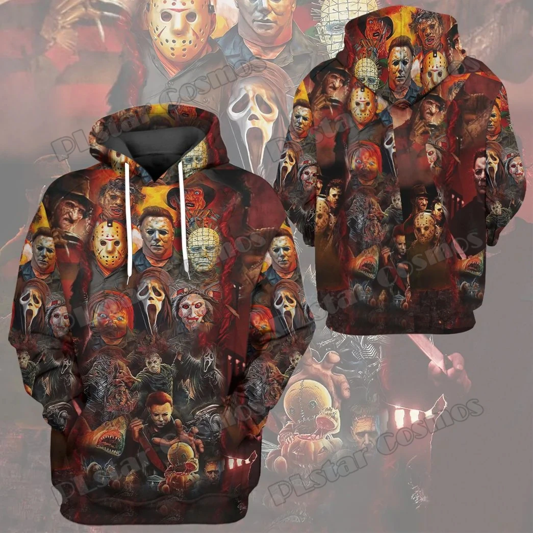 Halloween All Horror Movie Character 3D Printed Fashion Felpa Con Cappuccio Da Uomo Autunno Unisex Casual Zipper Felpa Con Cappuccio Dw935