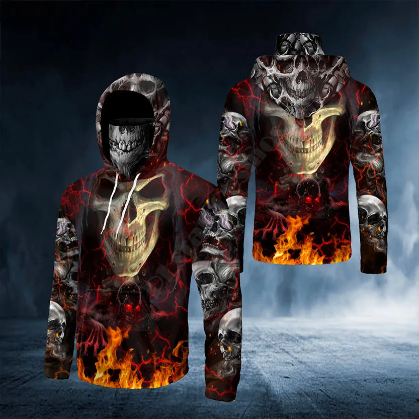 Escape From Reaper Skull 3D Printed Bandana Hoodie Us Size Women For Men Casual Pullover Hoodie Mask Warm