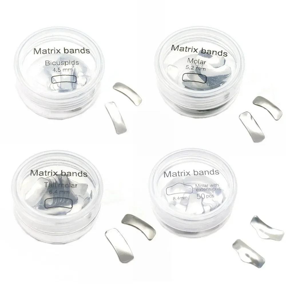 50Pcs Dental Metal Matrici Bands Dental Sezionale Contoured Bands Dentista Matrix Band Tools