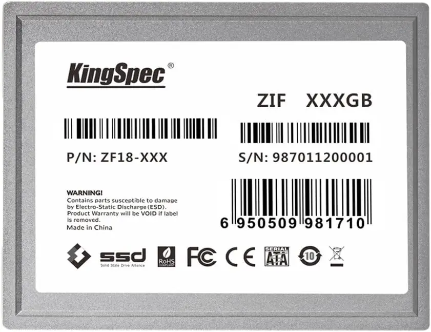 Kingspec Yansen 64Gb 128Gb 256G 1.8 "Zif 40Pin Ssd Disco A Stato Solido Adatto Per Pc Compatto, Vecchio Laptop E Lettore Multimediale Zune Player