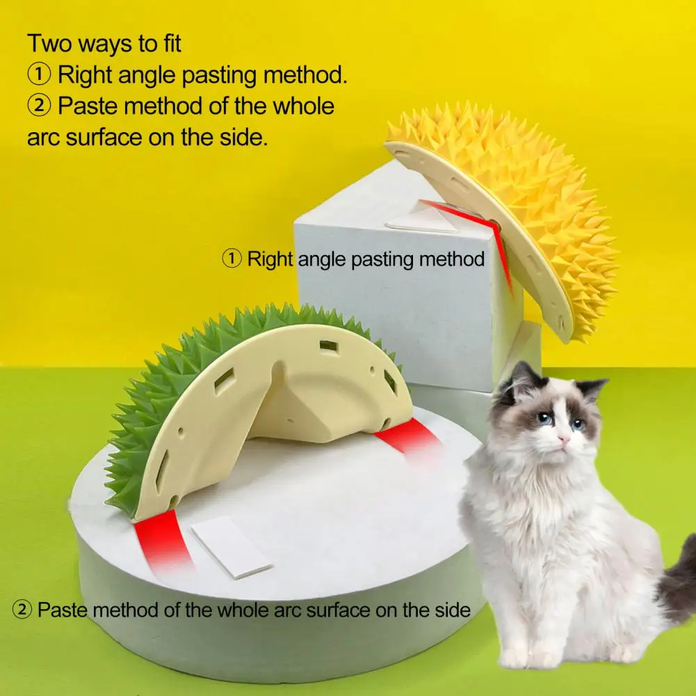 1 Set Creative Cat Scratcher Durian Shape Wall Corner Massage Cat Comb Remove Hair Cat Tickling Comb