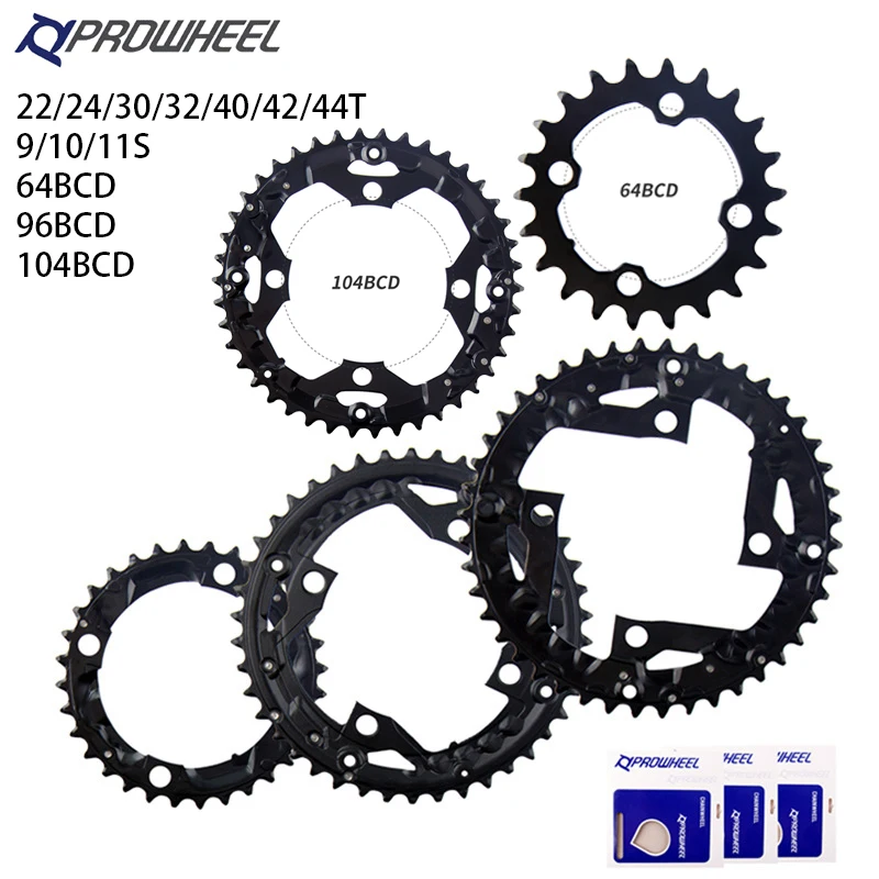 Prowheel Road Chainring 64/96/104Bcd Mountain Bike Ruota Dentata 22/24/30/32/40/ 42/ 44T Pignone In Lega Di Alluminio Piastra Dentata In Acciaio