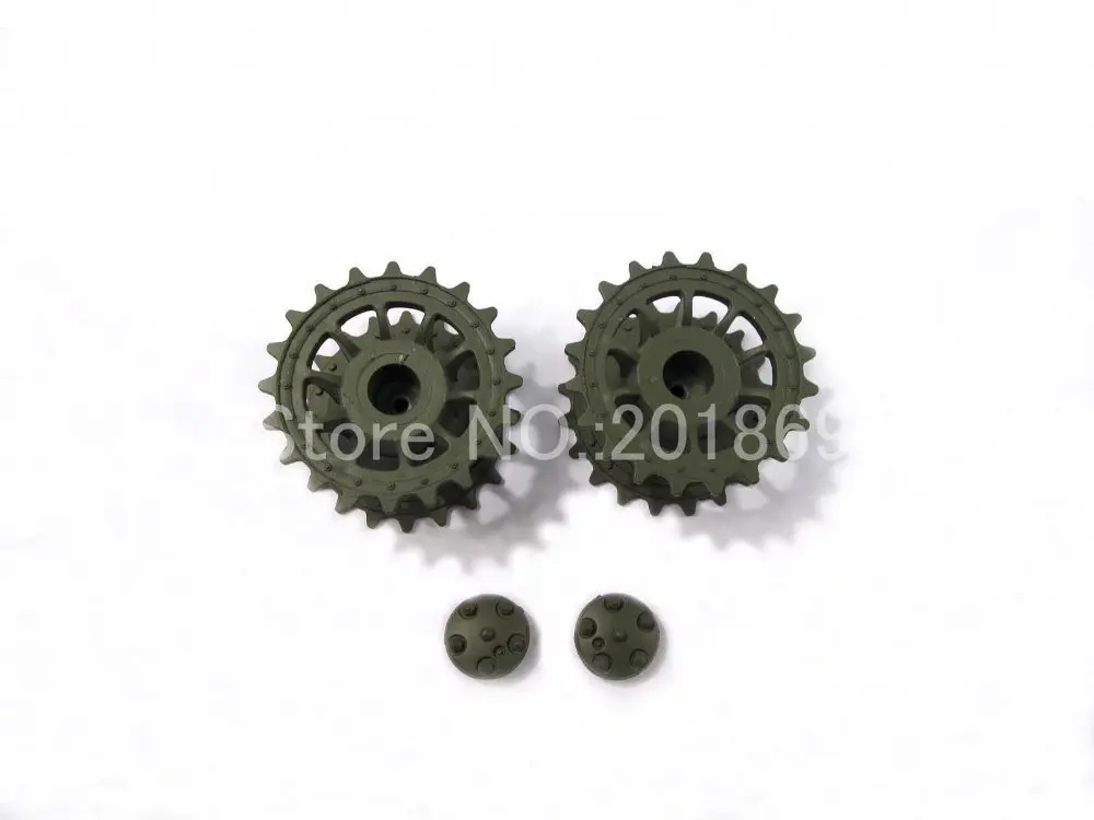 Ruote Motrici In Plastica Henglong, Pignoni (Verde Militare) Per 1:16 1/16 Henglong 3818/19-1 Germania Tiger 1 Rc Tank, Parti Henglong