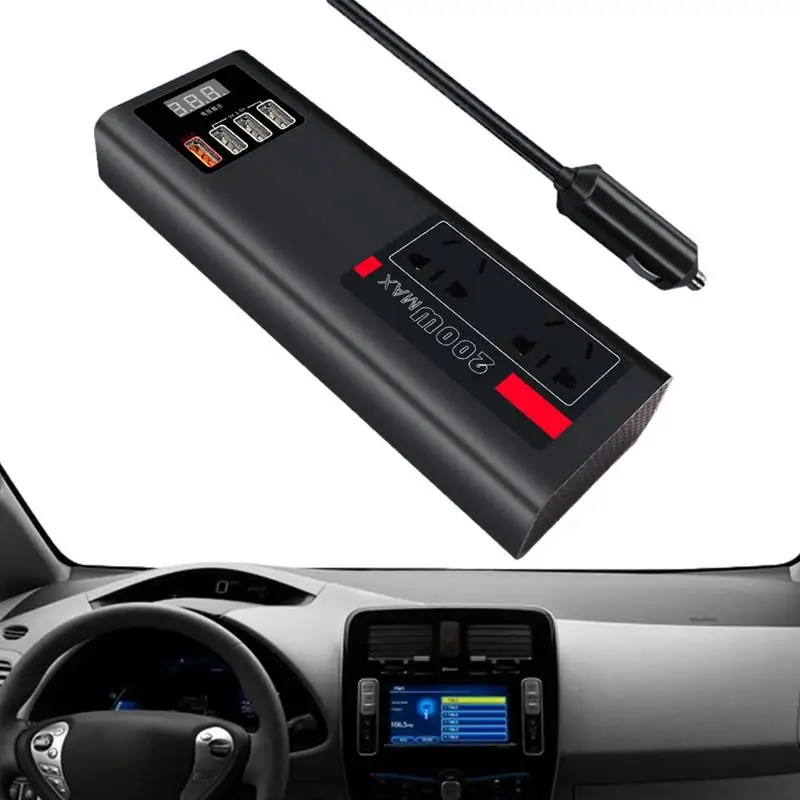Inverter Di Potenza Per Veicoli 200W Qc3.0 Spina Inverter Dc 12V A Ac 220V Caricabatteria Da Auto Per Auto Rv Car Truck Travel Camper