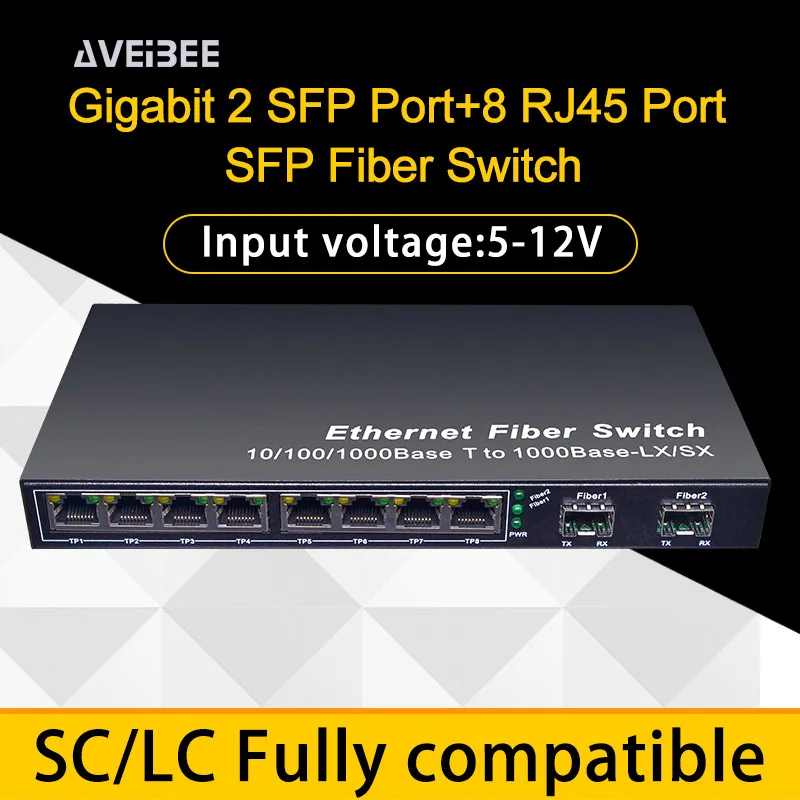 8 Porte Rj45 Switch Ethernet In Fibra 2 G8E Switch In Fibra Sfp Di Rete Gigabit Convertitore Multimediale Sfp Da 1000Mbps 2 Porte In Fibra Sfp