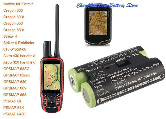 Batteria 2000Mah Per Garmin Astro 320 Palmare, Gpsmap 63Sc,Gpsmap 63X, Gpsmap 639,Gpsmap 669,66S,Psmap 64,64X,64St