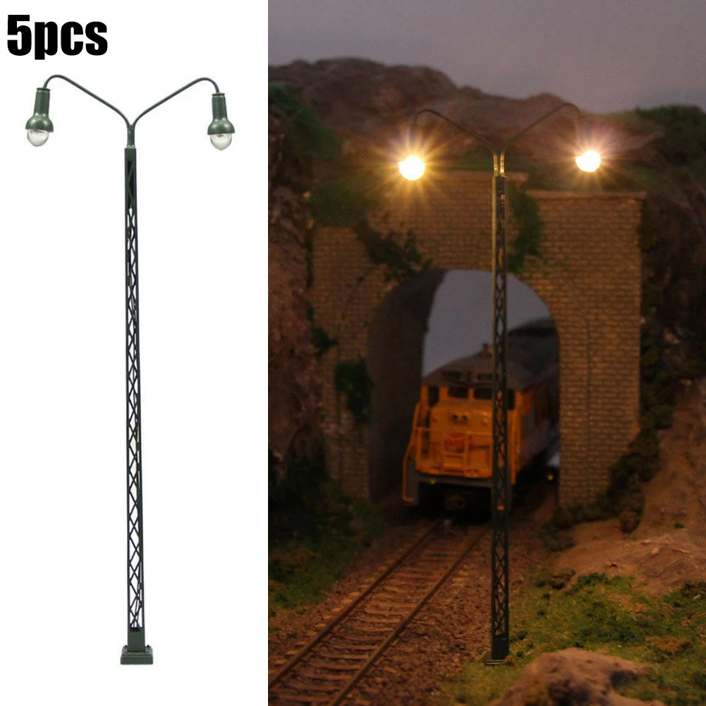 5Pcs Model Railway Lights Lattice Mast Light Gauge H0 1:87 Led Light Layout Building Train Accessori Paesaggistici Lampione Stradale