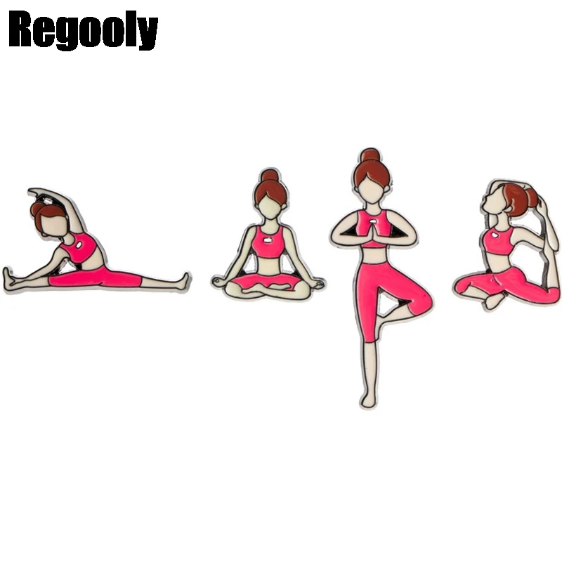 Exercise Yoga Girls Metal Enamel Brooches And Pins For Lapel Pins Backpack Badge Gifts Collar Jewelry Gifts