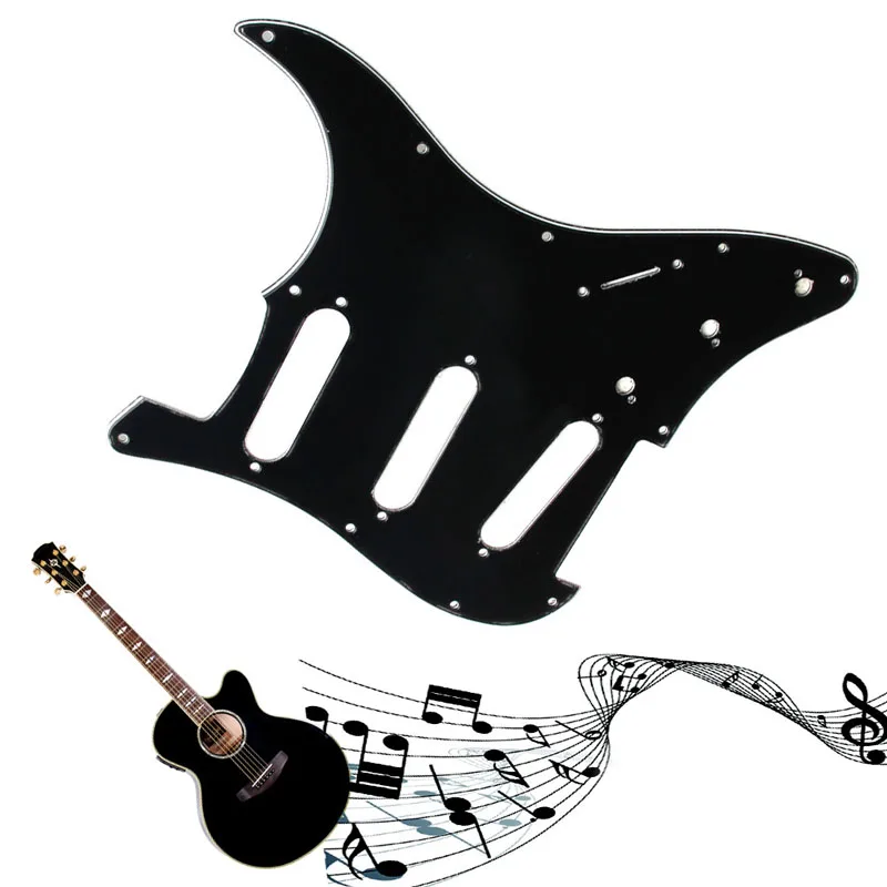 3 Ply Chitarra Elettrica Pickguard Piatto Della Graffiatura Nero Per Strat Stratocaster Guardia Bordo Nero