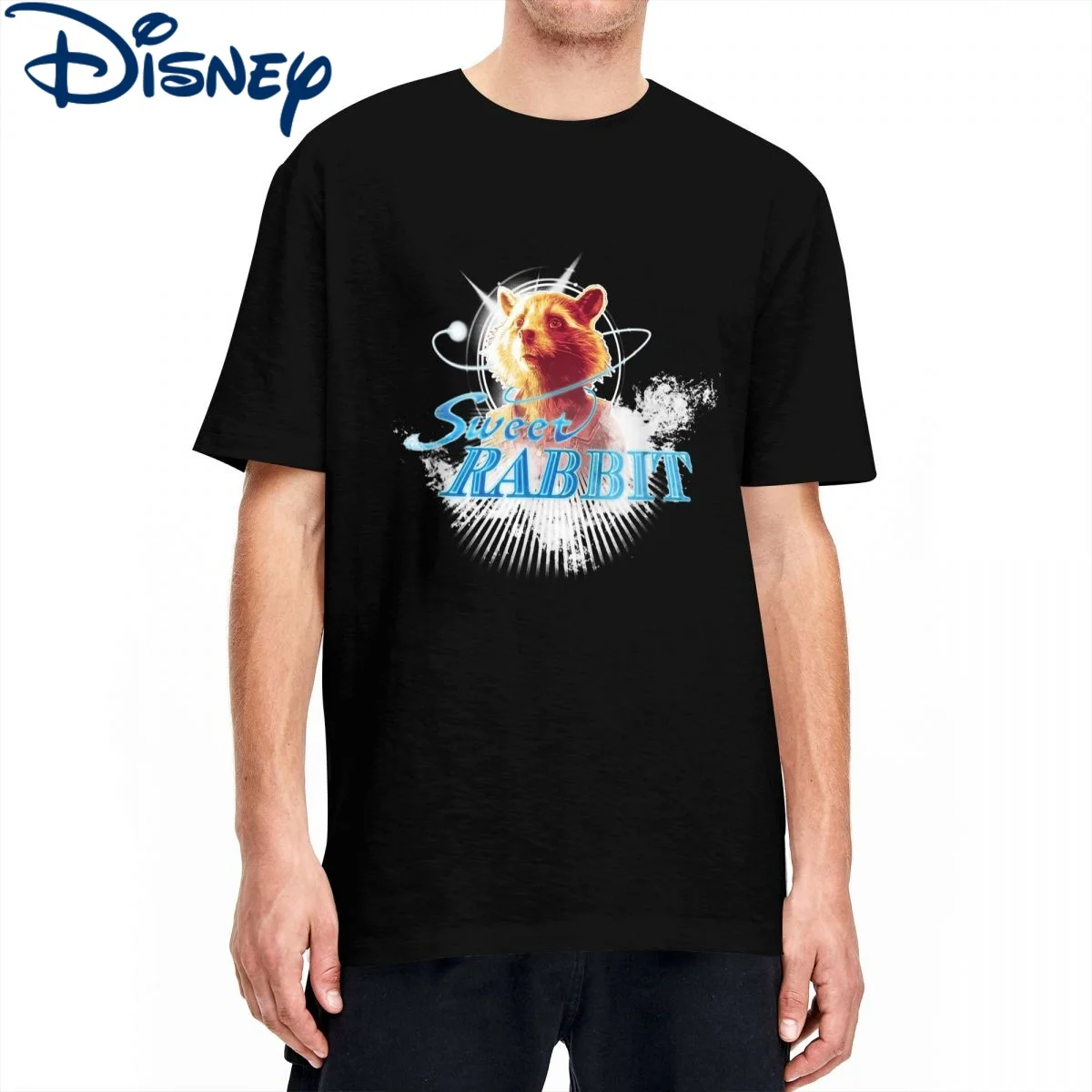 Disney Guardians Of The Galaxy T Shirt 100% Cotton Leisure T-Shirt Rocket Raccoon Sweet Rabbit Tee Shirt Clothing Birthday Gift