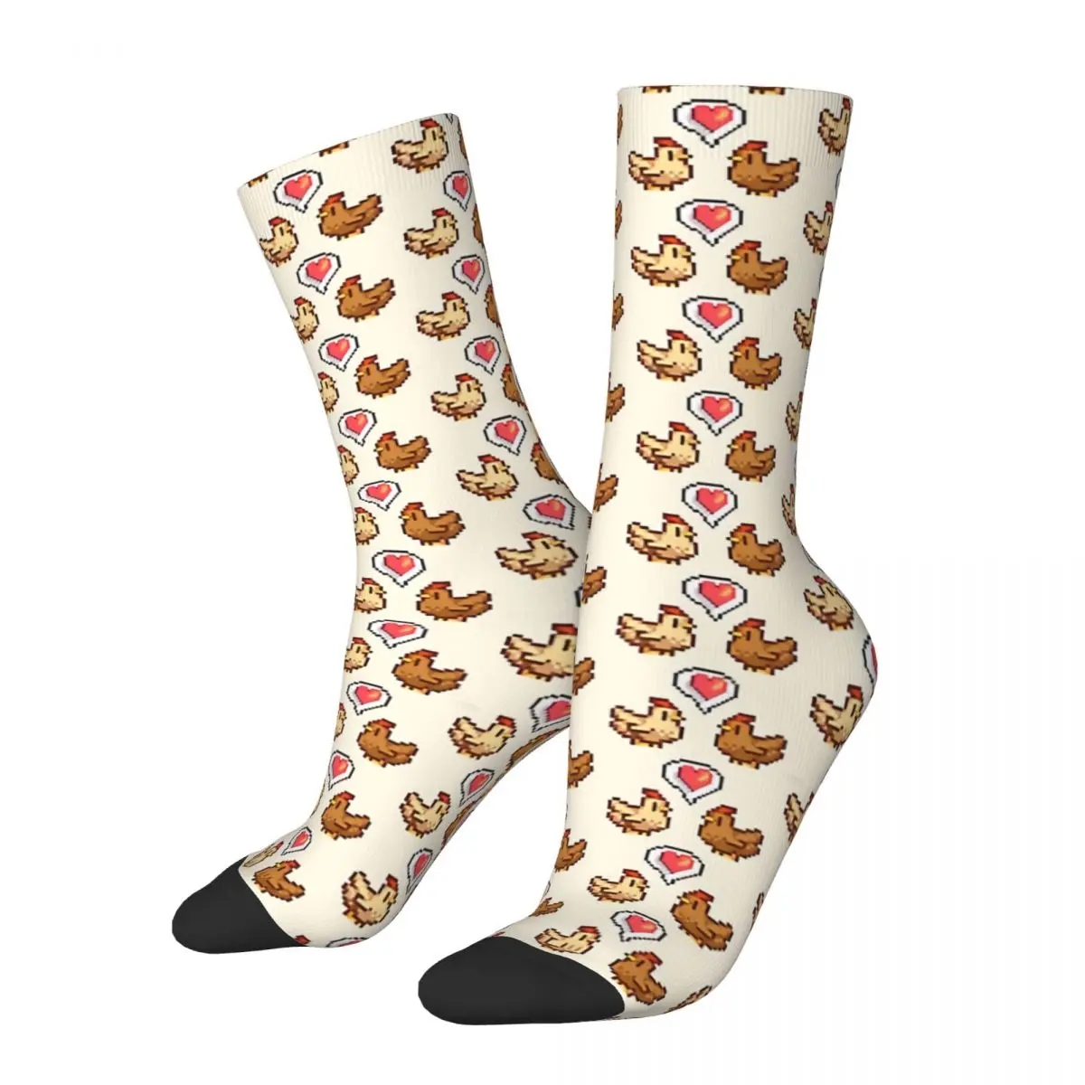 Men'S Socks Stardew Valley Chicken Love Vintage Harajuku Cartoon Style Hip Hop Novelty Pattern Crew Crazy Sock Gift Printed