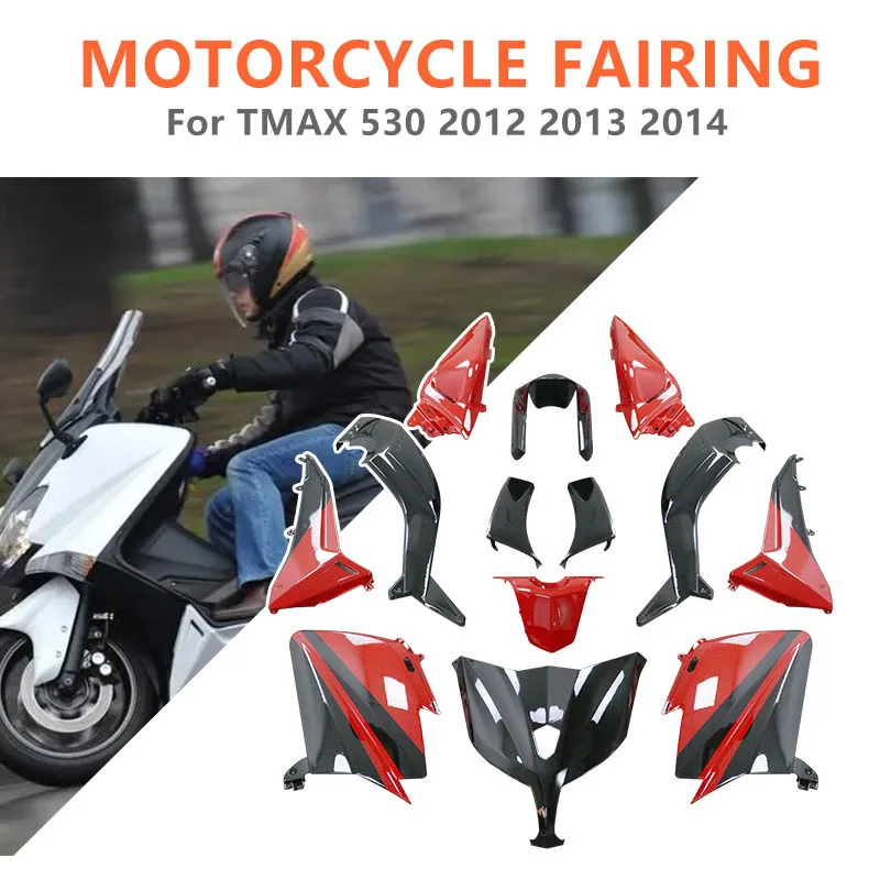 Motorcycle Body Shell Parts For Yamaha Tmax 530 Gloss Black Red 2012-2014 Motorcycle Fairing Motorcycle Parts