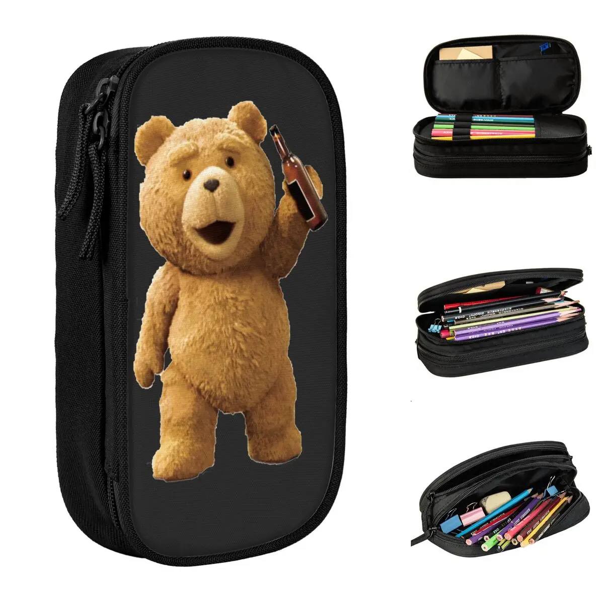 Ted Teddy Bear Beer Pencil Case Classic Pen Holder Bag Girl Boy Large Storage Materiale Scolastico Astuccio Regalo