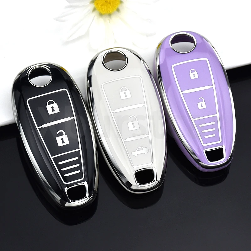 Per Suzuki Vitara Swift Ignis Kizashi Sx4 Baleno Ertiga 2019 Silver Edge Style Car Key Case Cover Shell Fob Cover Accessori