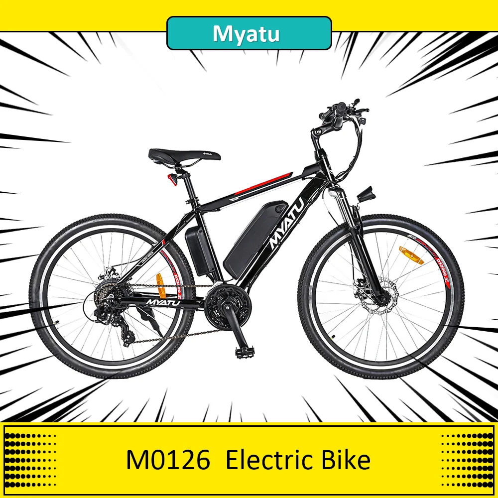 Myatu M0126 Bici Elettrica, Motore 250W 36V 12.5Ah Batteria Spoked Wheel Mountain E-Bike 25 Km/H Velocità Massima 50 Miglia Gamma