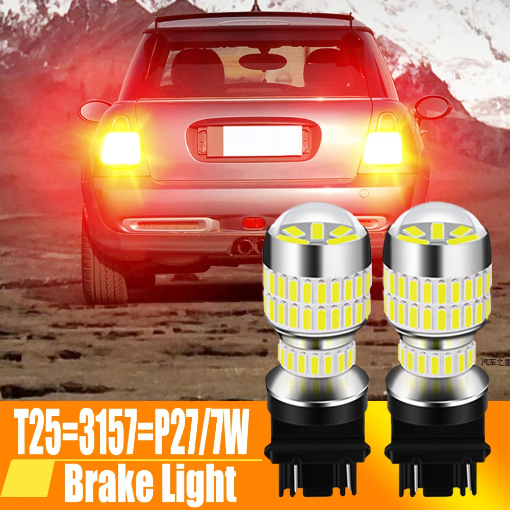 2X Led Brake Light Blub Lamp 3157 P27/7W T25 Per Dodge Avenger Caliber Charger Durango Journey Nitro Grand Caravan Dakota Viper