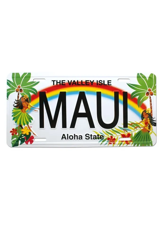 Targa Souvenir Maui-Isola Hula Honeys-Cornici Targa In Metallo