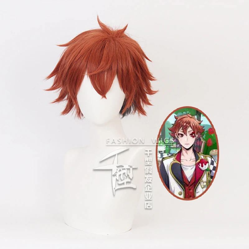 Anime Twisted Wonderland Ace Trappola Short Wig Cosplay Costume Heat Resistant Synthetic Hair Men Women Wigs + Wig Cap