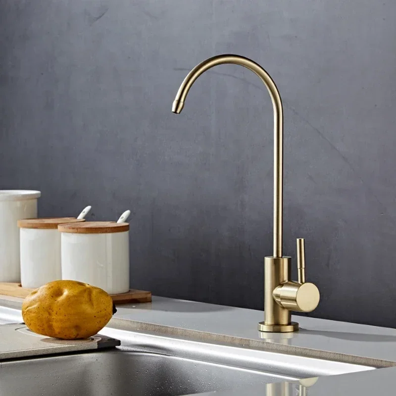 Rubinetto Per Depuratore D'Acqua Dorato In Acciaio Inossidabile 304 Rubinetto Per Acqua Potabile In Stile Europeo Per Uso Domestico Singolo Freddo