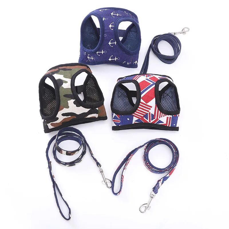 Tela Pet Dog Vest Harness Camouflage Puppy Dog Guinzaglio Harness Set Per Cani Di Piccola Taglia Sfinge Yorkshire Terrier Lead Pets Accessori