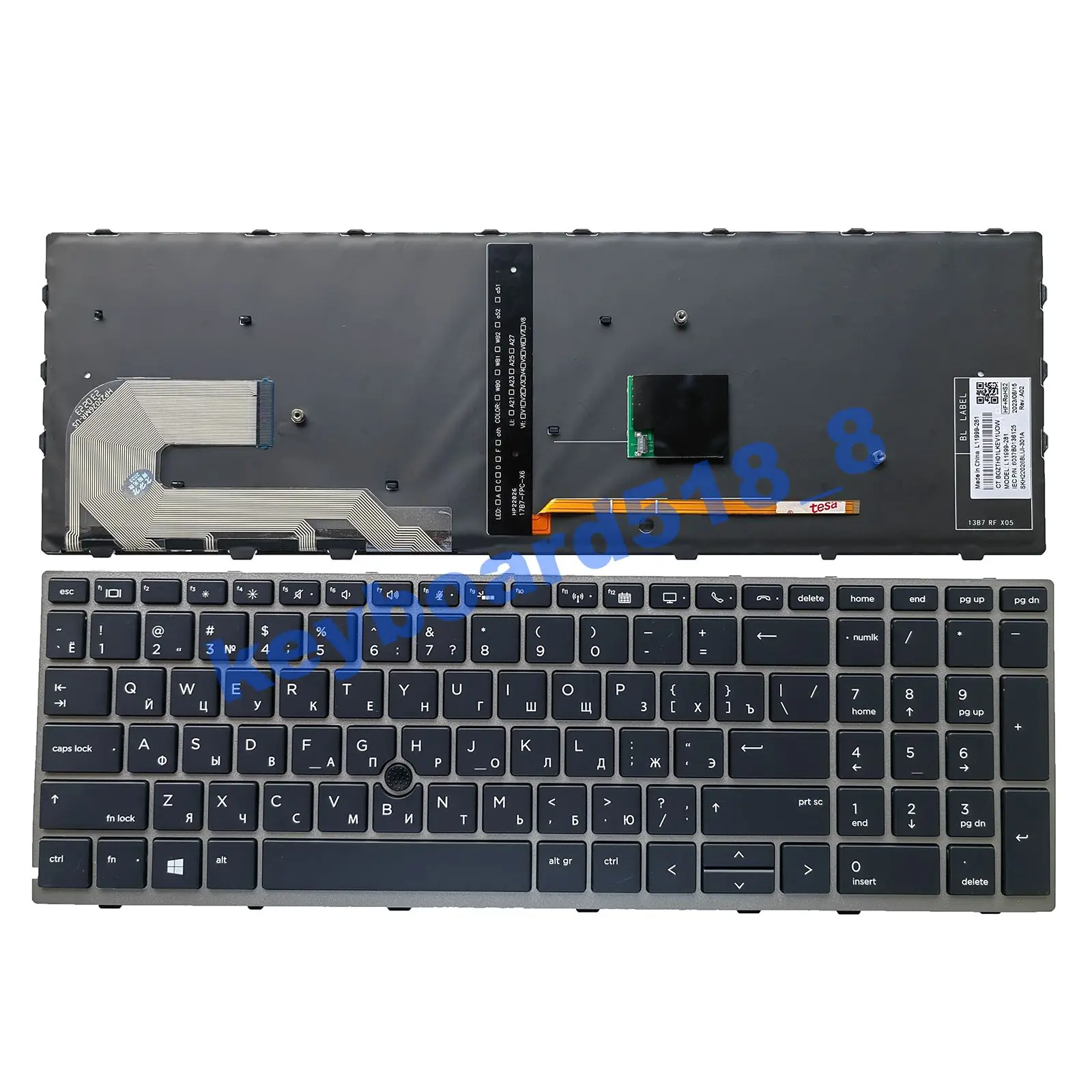 Nuovo Per Hp Zbook 15U G5 Zbook 15U G6 Tastiera Russa Punto Retroilluminato Argento