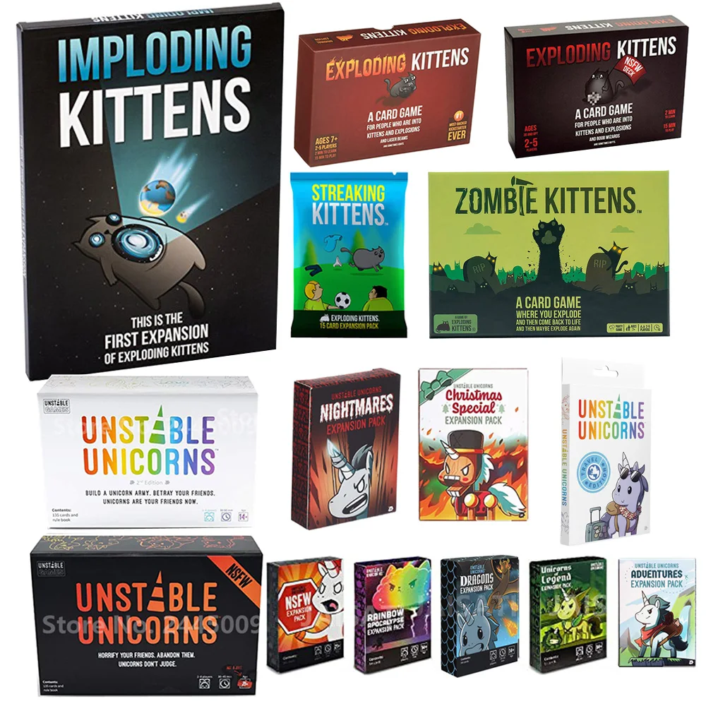 Gioco Di Carte Unicorni Esplosione Gioco Di Carte Nsfw Imploding Kitten Streaking Kitten Barking Kitten Expansion Gioco Da Tavolo Bears Vs Babies
