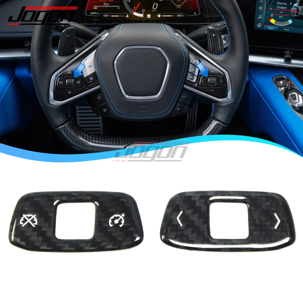 Vero Carbonio Per Corvette C8 Z51 Z06 2020-2023 Adesivi Auto Volante Puleggia Pulsante Copertura Trim Accessori Interni