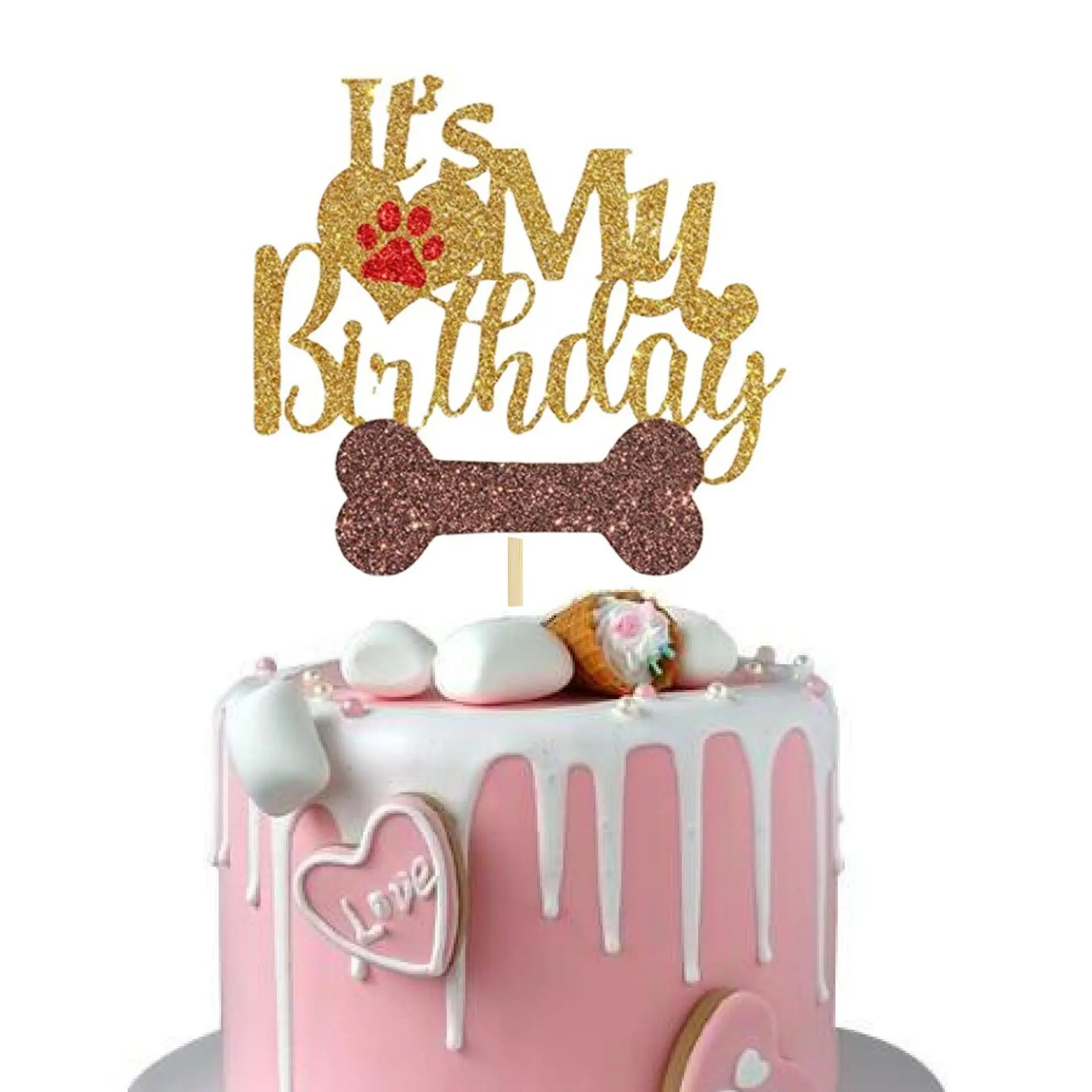 Ins Show Off The Dog Happy Birthday Dog Footprints Cake Topper Cartone Cake Topper Per Decorazioni Per Torte Per Feste Di Compleanno