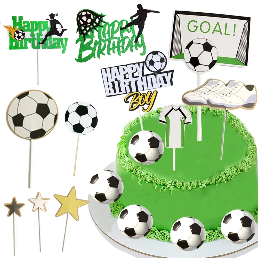 Soccer Cake Topper Happy Birthday Sign Soccer Player Cake Decors Soccer Theme Party Football Theme Men Boy Birthday Decorations