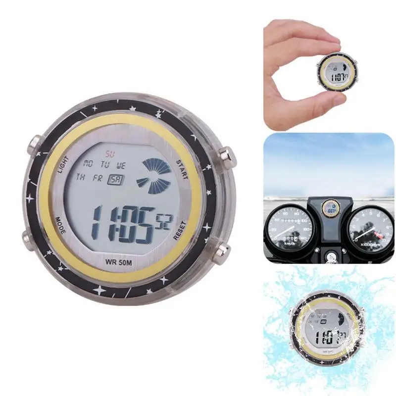 Orologio Digitale Moto Impermeabile Moto Stick-On Cruscotto Auto Orologio Auto Stick-On Mini Orologio Per Cruscotto Barca Bici Casa