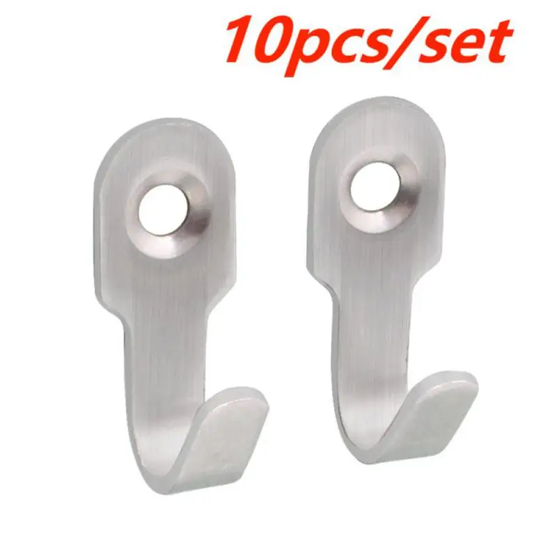 10Cps Ganci Da Bagno Per Cucina Ganci Adesivi Da Appendere In Acciaio Inossidabile Stick On Wall Door Vestiti Borsa Portasciugamani Da Parete Hange