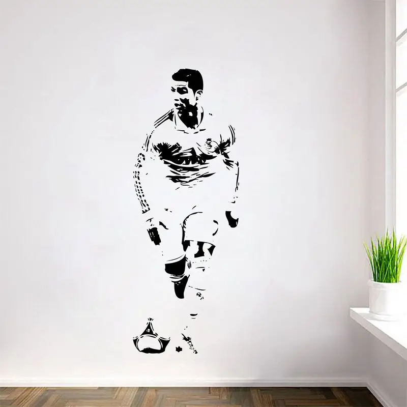 Spedizione Gratuita Cristiano Ronaldo Wall Decal Sticker Cr7 Calciatore Soccer Wall Art Decor