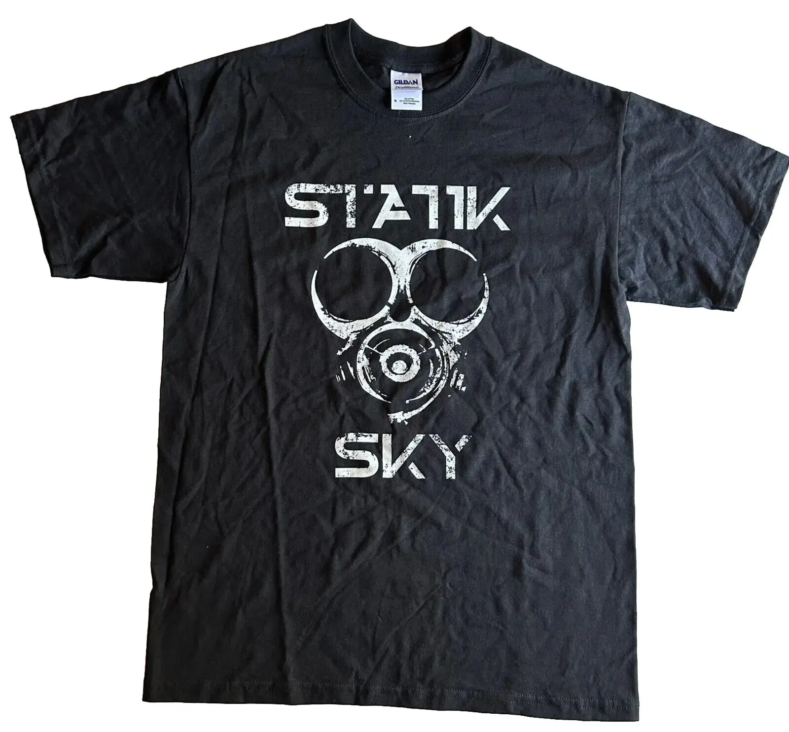 Statik Sky - Gas Mask Logo T-Shirt Media Industrial Rave Techno Electronica