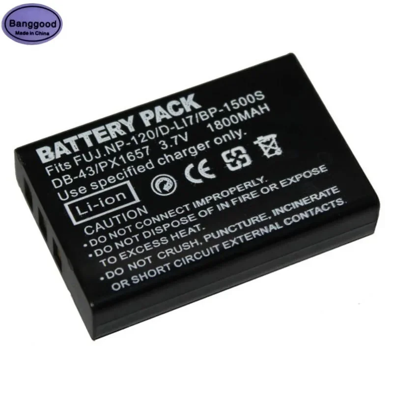 3.7V 1800Mah D-Li7 Dli7 Dl-17 Np120 Np-120 Bp-1500S Batteria Della Fotocamera Per Pentax Optio Mx Mx4 450 750 Fujifilm Finepix F10 F11 M603
