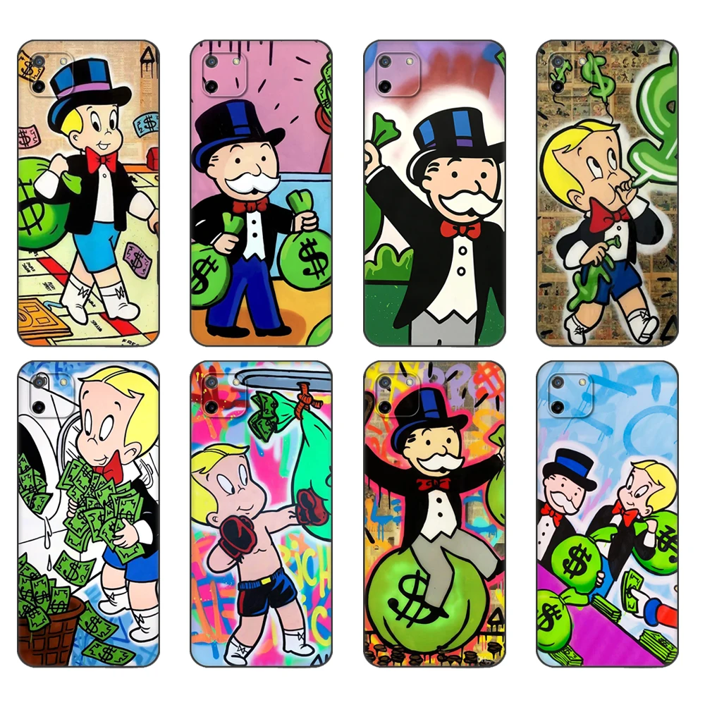 Custodia In Tpu Nera Per Oppo Realme C11 C20 C21 Custodia Cover Posteriore Paraurti Dollar Alec Monopoly
