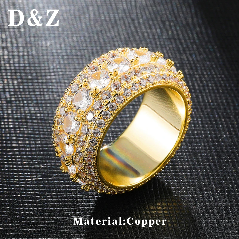 D & Z Size 8-11 Micro Asfaltata Cz Mens Anelli Hip Hop Bling Big Zircon Geometrica Anello Per Maschio Gioielli Di Lusso