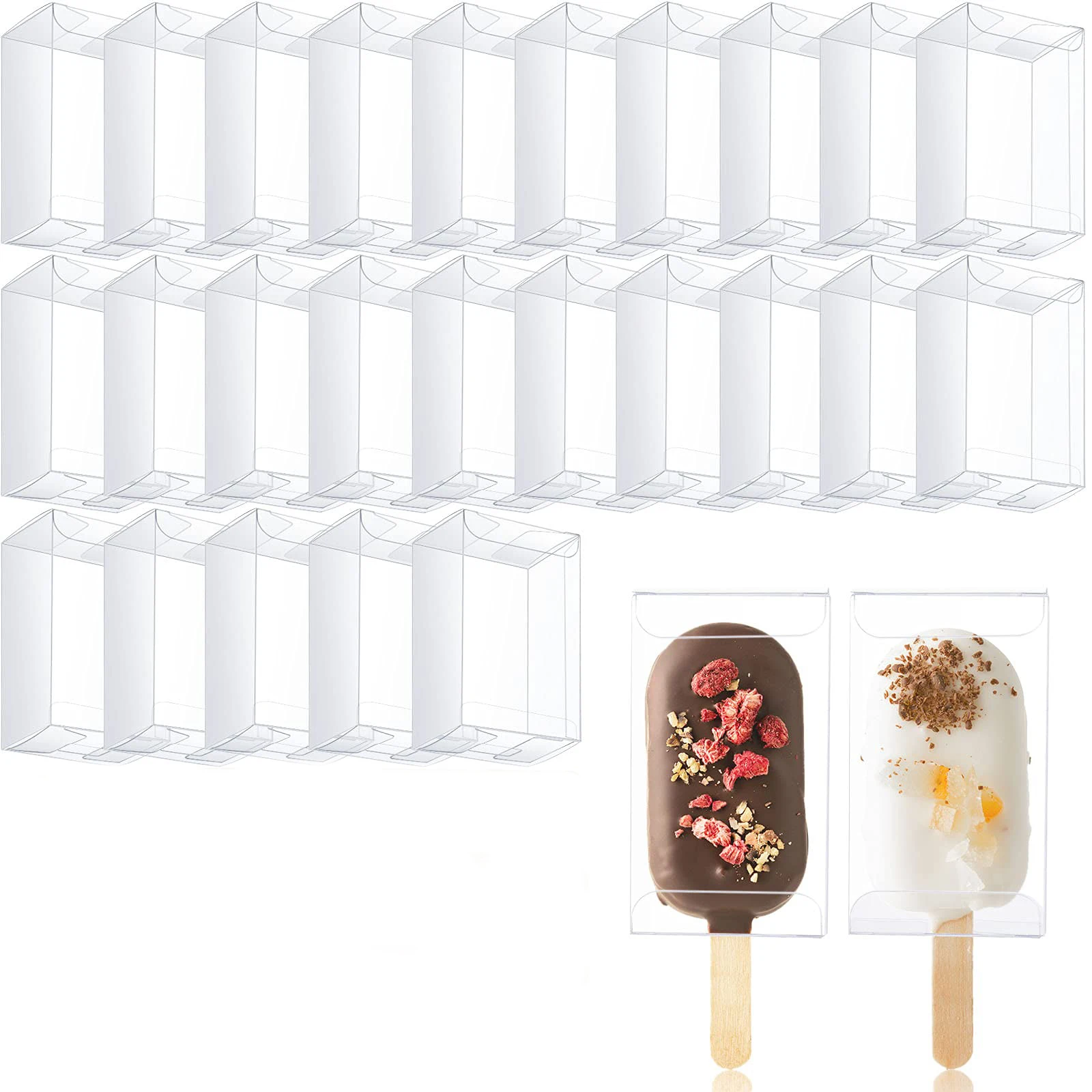 Scatole Per Torte Trasparenti Da 50 Pezzi Scatole Decorative Per Torte A Forma Di Gelato Scatole Per Dolci Scatole Pieghevoli In Plastica Trasparente 