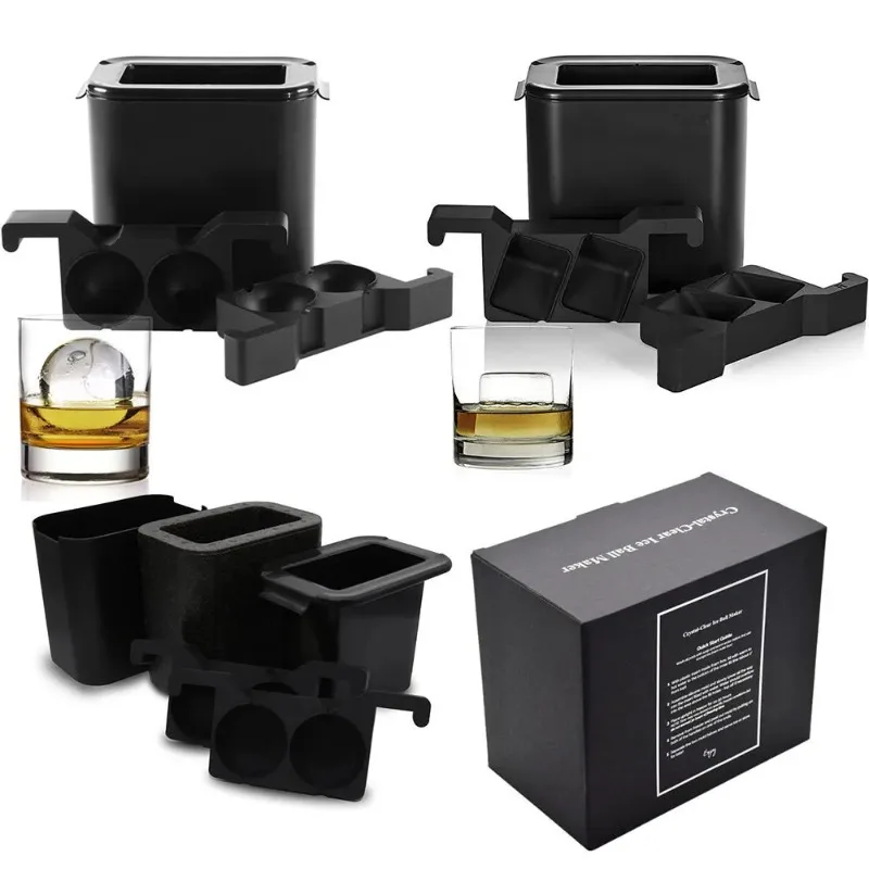 Clear Ice Ball Maker Silicone Ice Cube Maker Whisky Tray Sfera Crystal Clear 2.35 Pollici Whisky Trasparente Round Ice Box Mold