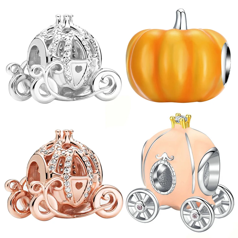 Fit Pandora Rose Disney Cenerentola Sparkling Carriage Charm Pumpkin Coach Beads For Jewelry Making Women Bracciale Girls Bangles