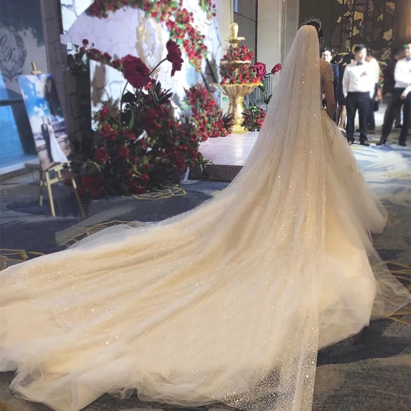 Nuovo Arrivo Paillettes Pizzo Veli Da Sposa Lungo Velo Da Sposa Voile Femme Musulman Hochzeit Accessori Da Sposa Sexy Velo Sposa