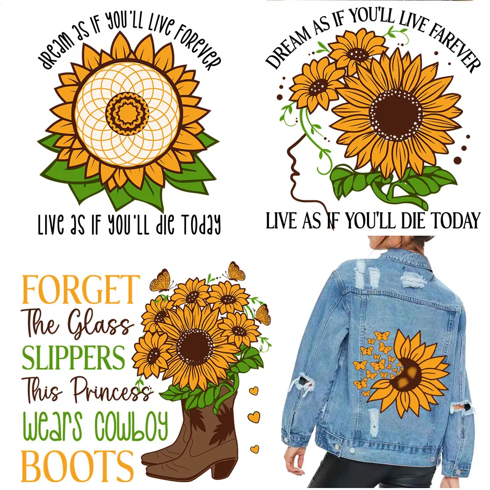 Dream If You Will Live Forever Clothes Sticker For Girls Patch Abbigliamento Applique Fai Da Te Piante Stampate Patch Di Fiori Sui Vestiti